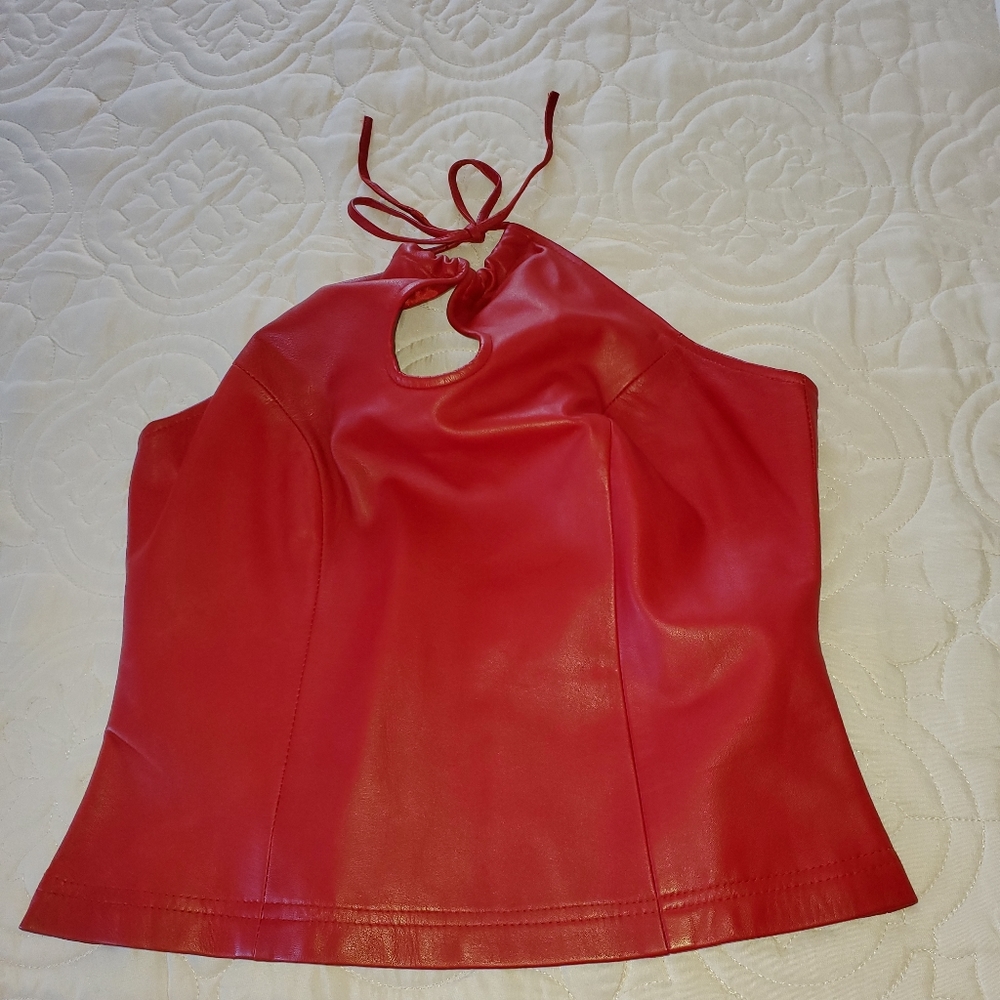 Genuine leather halter top